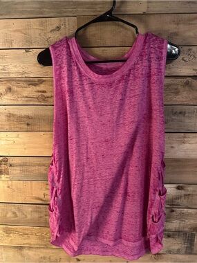 GAIAM Hot Pink Heathered Tank with Side Ladder Detail